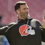 Cleveland Browns quarterback Joe Flacco (15) warms up before the game against the Cincinnati Bengals at Huntington Bank Field.