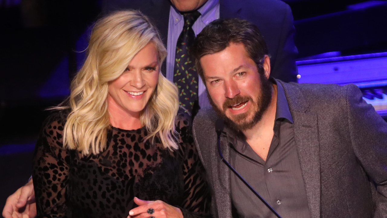 Sherry Pollex and Martin Truex Jr. speak during NASCAR Night at the Opry held at The Ryman Auditorium Tuesday, December 3, 2019. Nas Nascar At The Opry 10