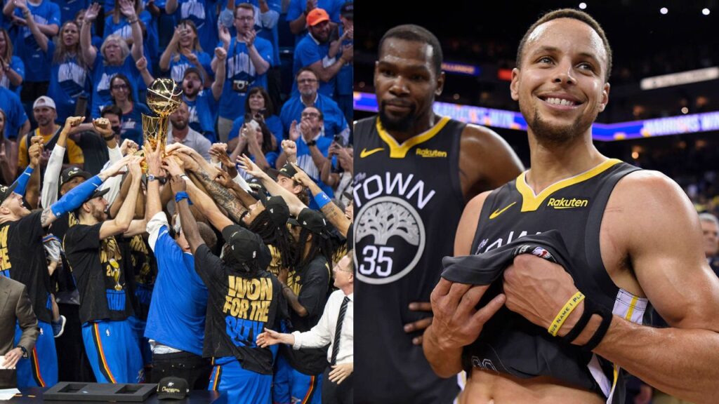Oklahoma City Thunder (L), Steph Curry Kevin Durant (R)