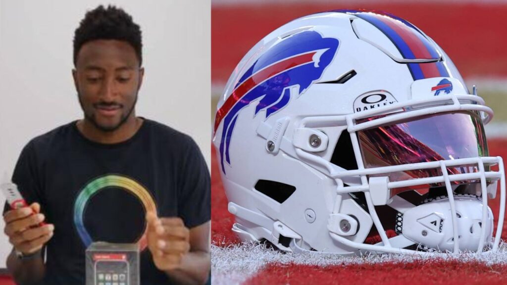Marques Brownlee and an NFL helmet