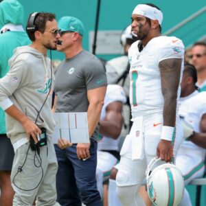 Miami Dolphins head coach Mike McDaniel and quarterback Tua Tagovailoa