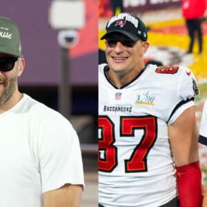 Julian Edelman, Rob Gronkowski with Tom Brady