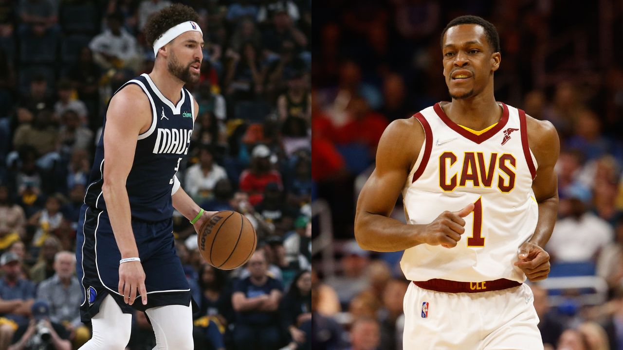 Klay Thompson and Rajon Rondo