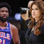 Joel Embiid (L), Rachel Nichols (R)