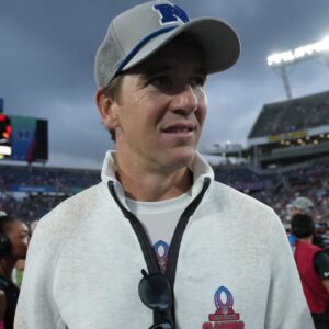 NFC coach Eli Manning reacts after the 2025 Pro Bowl Games at Camping World Stadium.