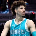 Charlotte Hornets guard LaMelo Ball (1) looks around after being called for a foul during the second half against the Orlando Magic at the Spectrum Center.