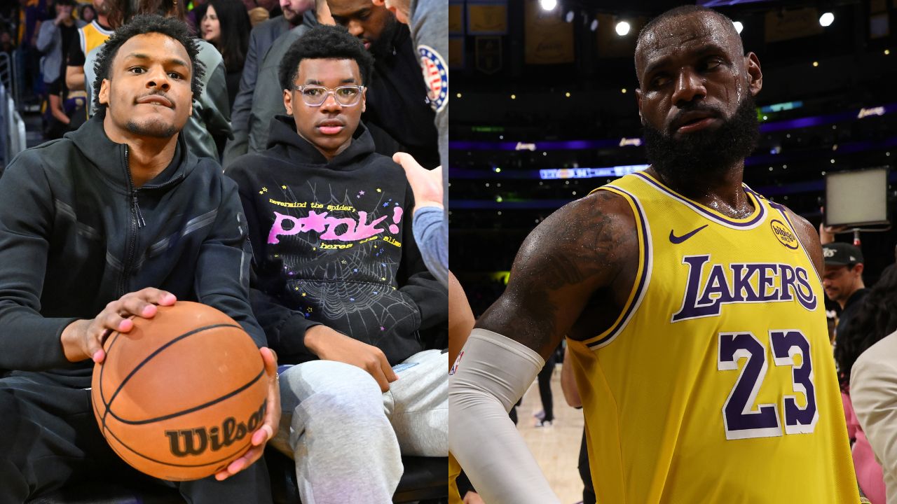 Bronny and Bryce Maximus James (L), LeBron James(R)