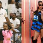 LeBron James and Zhuri James (L), A'ja Wilson(R)