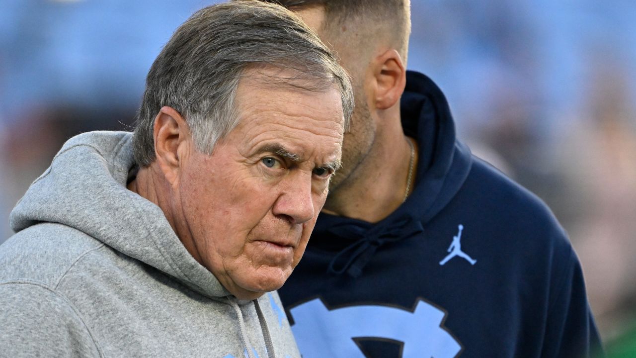 North Carolina Tar Heels head coach Bill Belichick on the field before the game at Kenan Stadium.