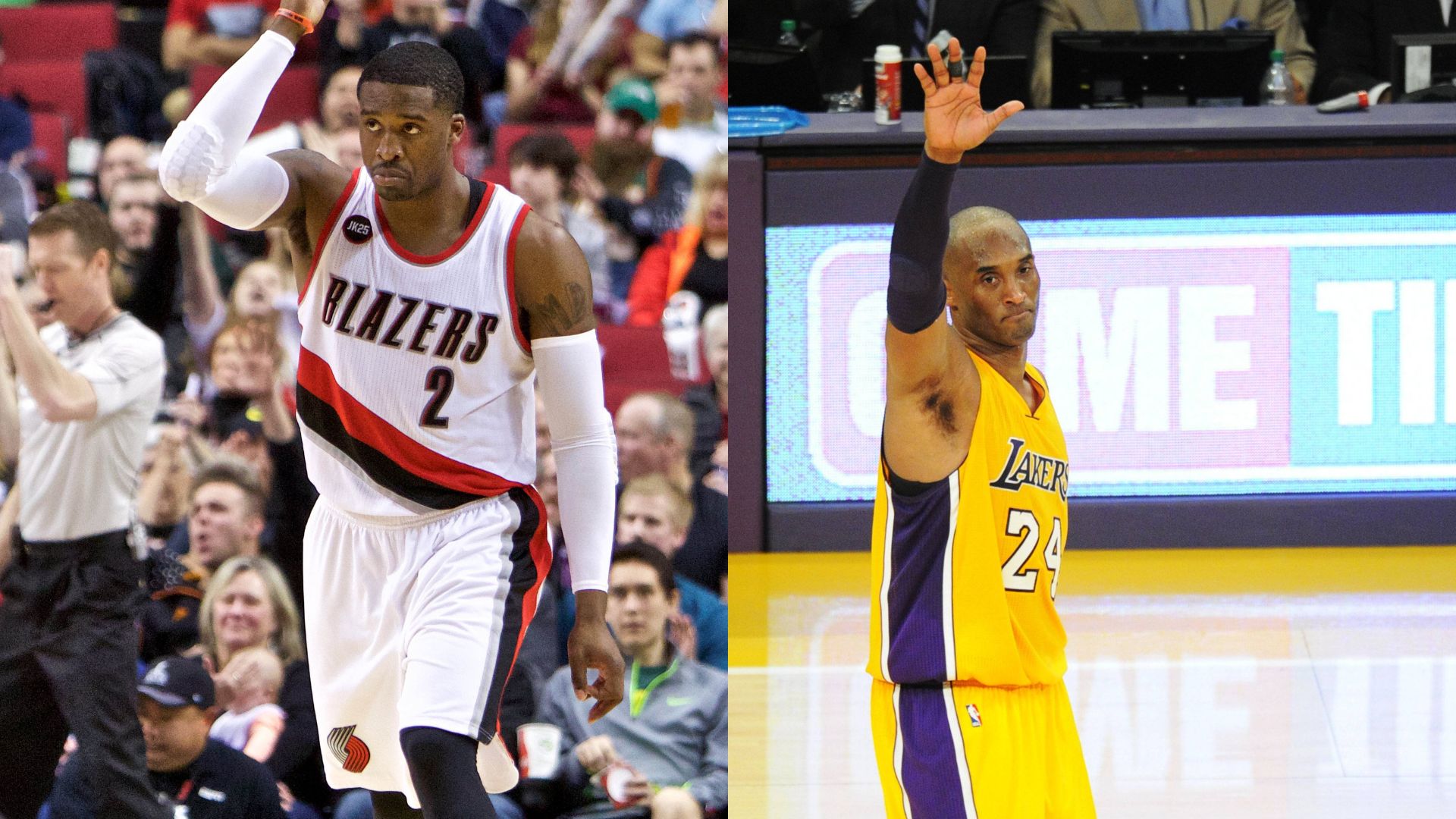 Wesley Matthews (L) and Kobe Bryant (R)
