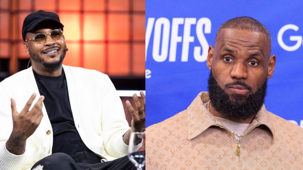 Carmelo Anthony (L), LeBron James (R)