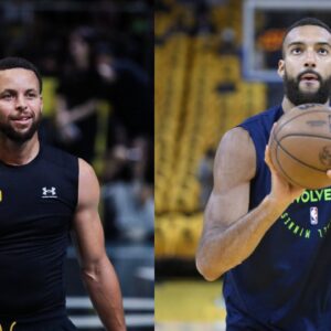 Stephen Curry (L), Rudy Gobert (R)