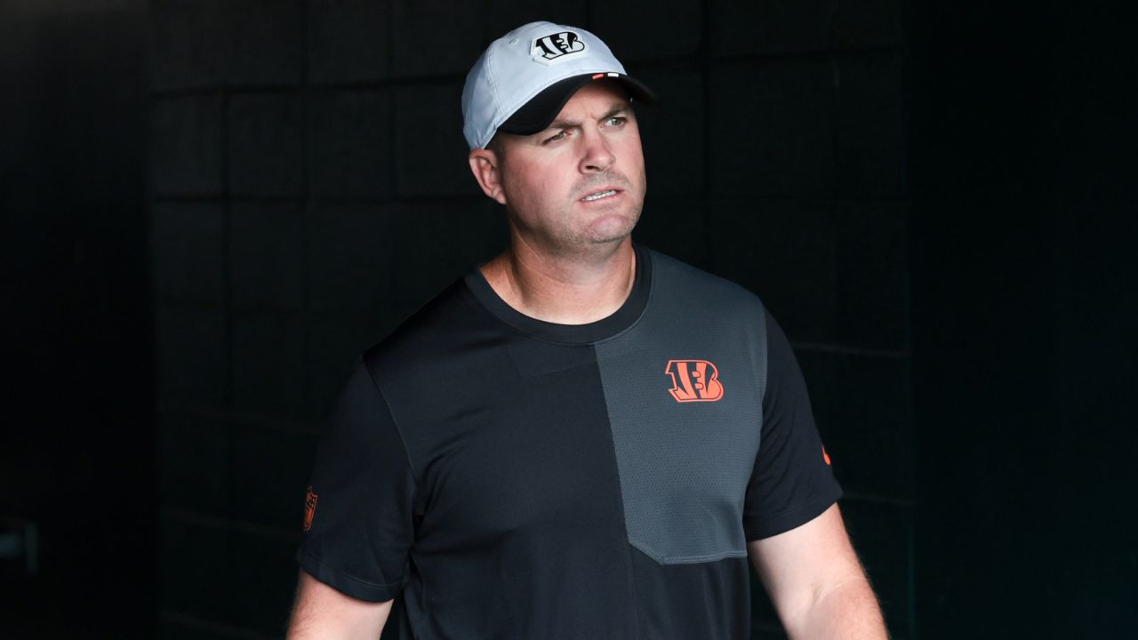 Cincinnati Bengals head coach Zac Taylor walks out of the tunnel for a game against the Philadelphia Eagles at Lincoln Financial Field.