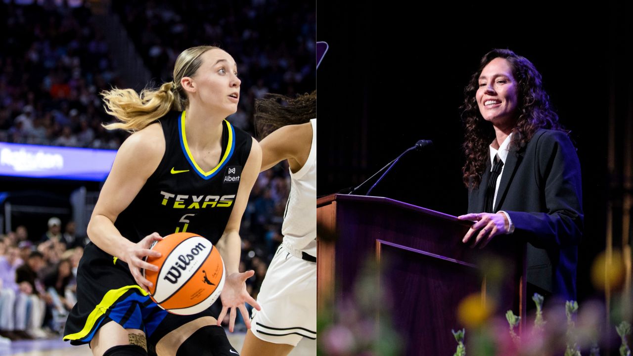 (L) Paige Bueckers (R) Sue Bird