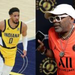 Tyrese Haliburton (L), Spike Lee (R)