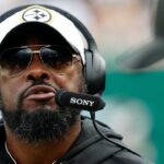 Pittsburgh Steelers Head Coach, Mike Tomlin, is shown on the sideline during the game at MetLife Stadium, Sunday, September 7, 2025, in East Rutherford.