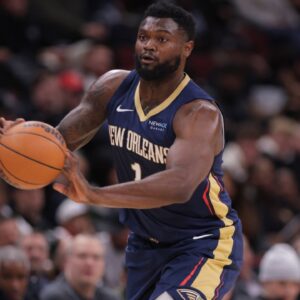 Zion Williamson 1 of the New Orleans Pelicans during the first half against the Chicago Bulls on January 14, 2025 at the United Center in Chicago, Illinois.