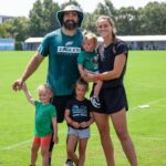 Jason Kelce with wife Kylie and kids.