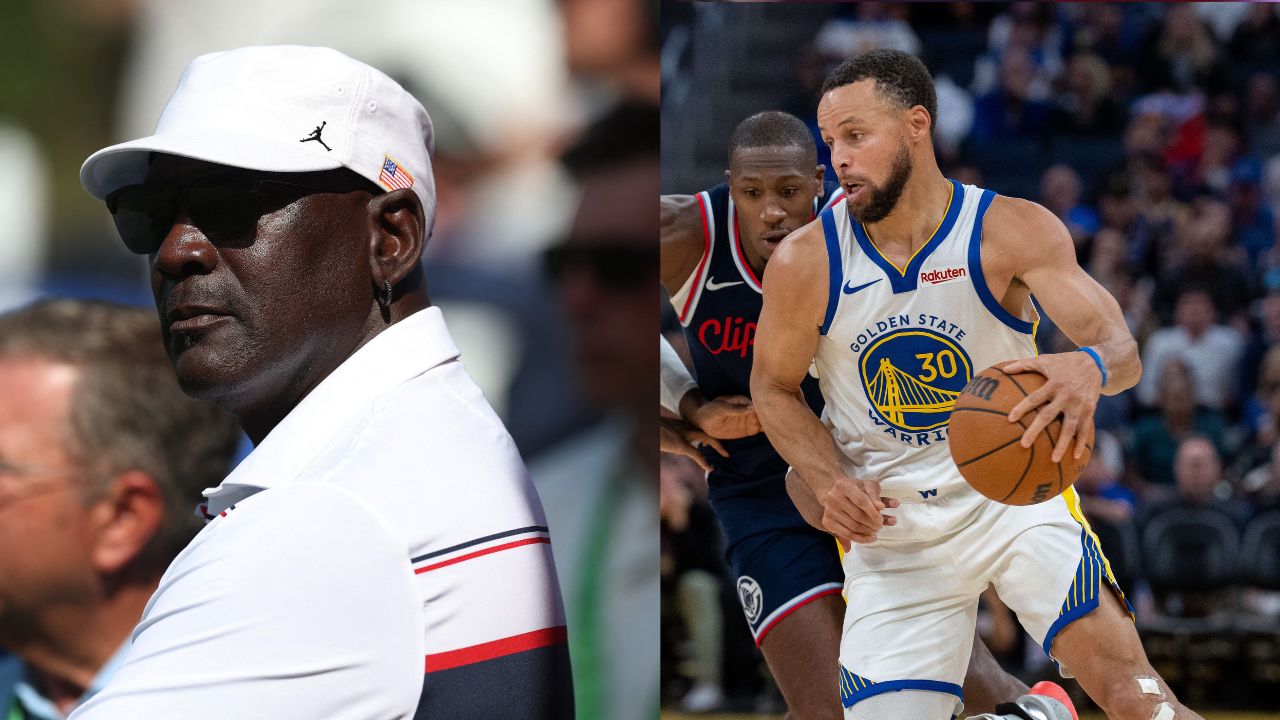 Michael Jordan (L), Stephen Curry ((R)
