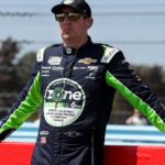 Aug 9, 2025; Watkins Glen, New York, USA; NASCAR Cup Series driver Kyle Busch stands on pit road during practice and qualifying for the Go Bowling at The Glen at Watkins Glen International.