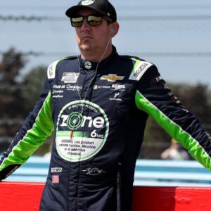 Aug 9, 2025; Watkins Glen, New York, USA; NASCAR Cup Series driver Kyle Busch stands on pit road during practice and qualifying for the Go Bowling at The Glen at Watkins Glen International.