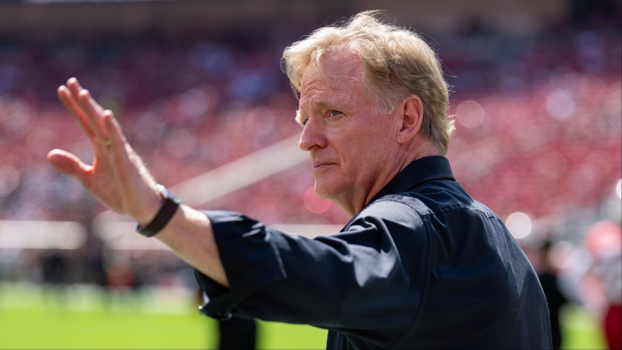 NFL commissioner Roger Goodell on the field prior to a game between the Arizona Cardinals and the San Francisco 49ers at Levi's Stadium.