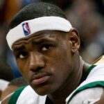 Basketball Lebron James, 18 years old, playing for St Vincent s-St Mary s High School vs Westchester at the 2003 The Prime Time Shootout