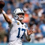 Indianapolis Colts quarterback Daniel Jones (17) against the Tennessee Titans during the second half at Nissan Stadium.