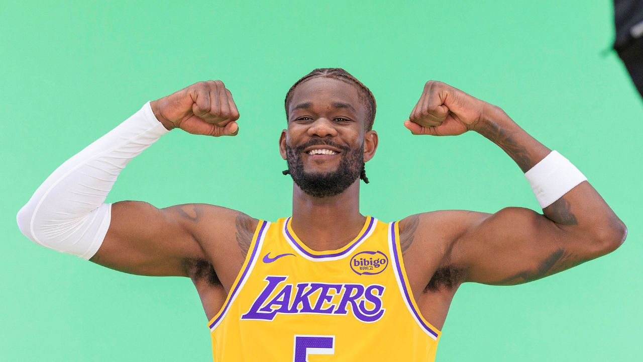 Deandre Ayton 5 during the Los Angeles Lakers Media Day on Monday September 29, 2025 at UCLA Health Training Facility in El Segundo, California.