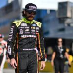 Oct 11, 2025; Las Vegas, Nevada, USA; NASCAR Cup Series driver Ryan Blaney (12) during qualifying for the South Point 400 at Las Vegas Motor Speedway