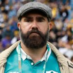 Dublin, IRELAND; Former american football center Jason Kelce before a NFL International Series game between the Minnesota Vikings and Pittsburgh Steelers at Croke Park.
