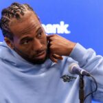 Kawhi Leonard 2 speaks in a press conference, PK, Pressekonferenz during the Los Angeles Clippers Media Day on Monday September 29, 2025 at Crypto.com Arena in Inglewood, California.