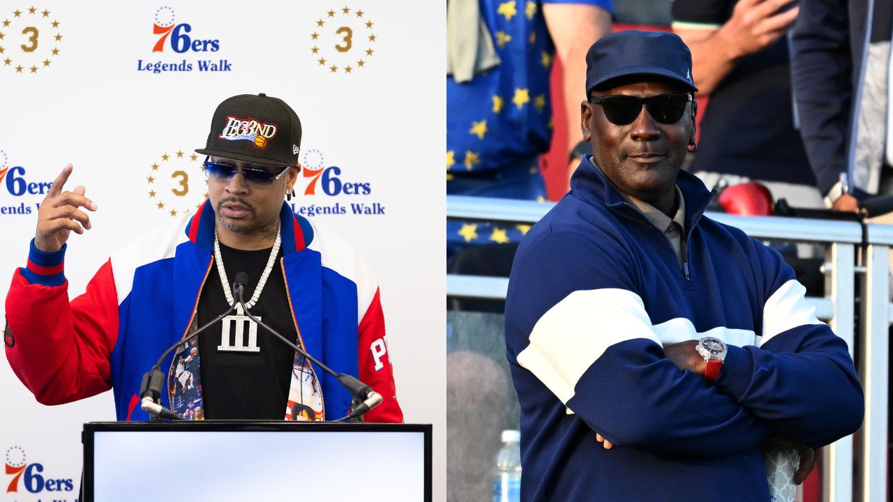 Allen Iverson (L), Michael Jordan (R)