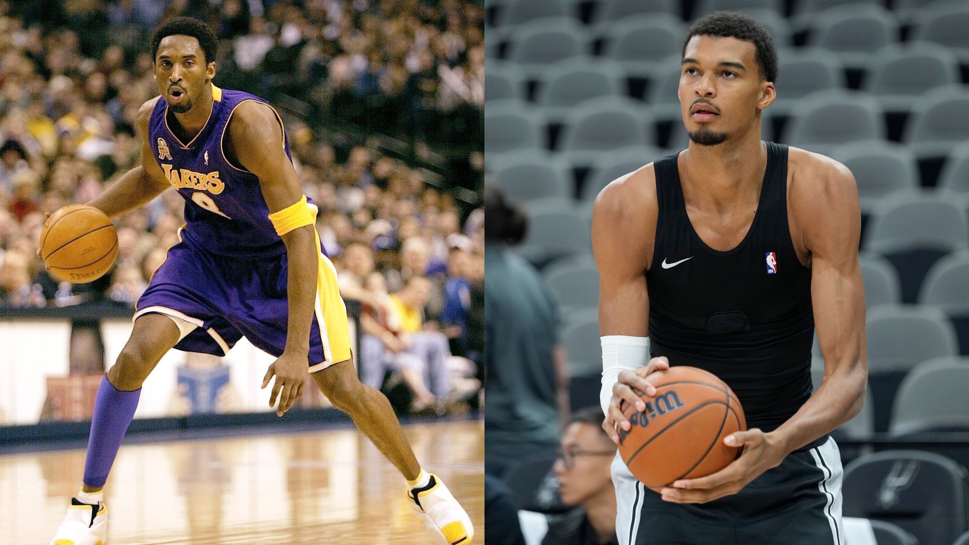 Kobe Bryant (L) and Victor Wembanyama (R)