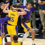 Austin Reeves and Los Angeles Lakers players