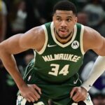Jan 23, 2025; Milwaukee, Wisconsin, USA; Milwaukee Bucks forward Giannis Antetokounmpo (34) looks on in the first quarter against the Miami Heat at Fiserv Forum