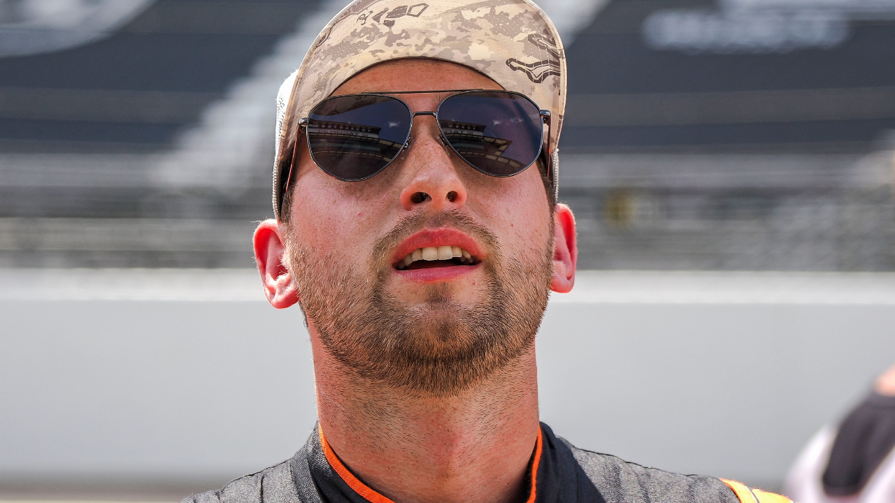 NASCAR Cup Series driver Chase Briscoe (19) watches qualifying Saturday, July 26, 2025, during qualifying for the Brickyard 400 at Indianapolis Motor Speedway.