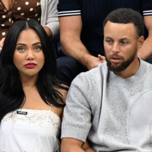 Stephen Curry and Ayesha Curry watch as Jannik Sinner of Italy plays Carlos Alcaraz of Spain in the Men s Finals of the 2025 US Open Tennis Championship in Arthur Ashe Stadium at the USTA Billie Jean King National Tennis Center in Flushing Meadows, New York, on Sunday, September 7, 2025.