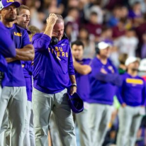 Tigers Head Coach Brian Kelly, LSU Tigers take on the Texas A&M Aggies. October 25, 2025; Baton Rouge, Louisiana, USA; at Tiger Stadium. Saturday, Oct. 25, 2025.