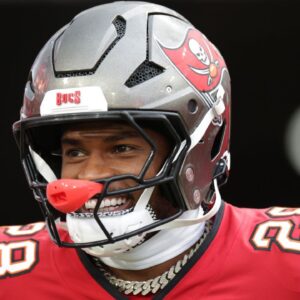 Tampa Bay Buccaneers safety Shilo Sanders (28) takes the field for warmups before a preseason game against the Tennessee Titans at Raymond James Stadium.