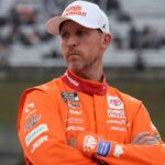 Oct 25, 2025; Martinsville, Virginia, USA; NASCAR Cup Series driver Denny Hamlin (11) before NASCAR Cup Series Xfinity 500 Qualifying at Martinsville Speedway.