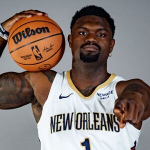 Sep 23, 2025; Metairie, LA, USA; New Orleans Pelicans forward Zion Williamson (1) takes part in media day at Ochsner Sports Performance Center. Mandatory Credit: Matthew Hinton-Imagn Images