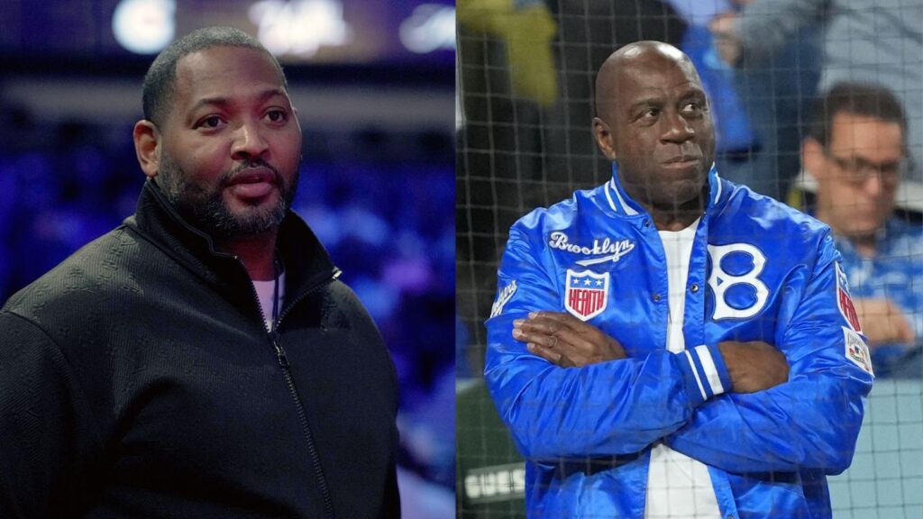 Robert Horry (L), Magic Johnson (R)