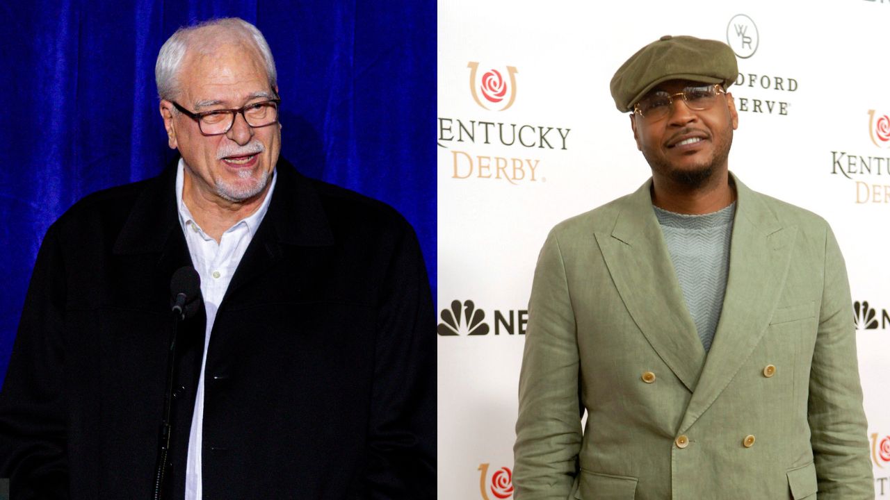 Phil Jackson (L), Carmelo Anthony (R)