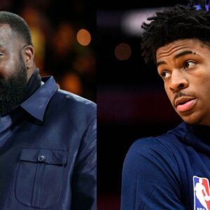 Kendrick Perkins (L), Ja Morant (R)