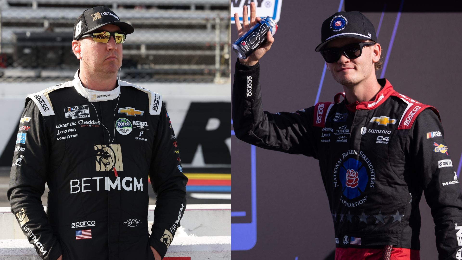 Kyle Busch (L) and Jesse Love (R)