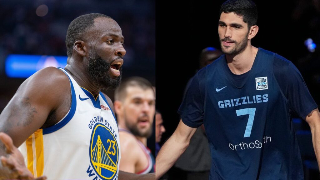 Draymond Green (L), Santi Aldama (R)