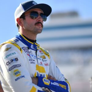 Oct 11, 2025; Las Vegas, Nevada, USA; NASCAR Cup Series driver Chase Elliott (9) during qualifying for the South Point 400 at Las Vegas Motor Speedway