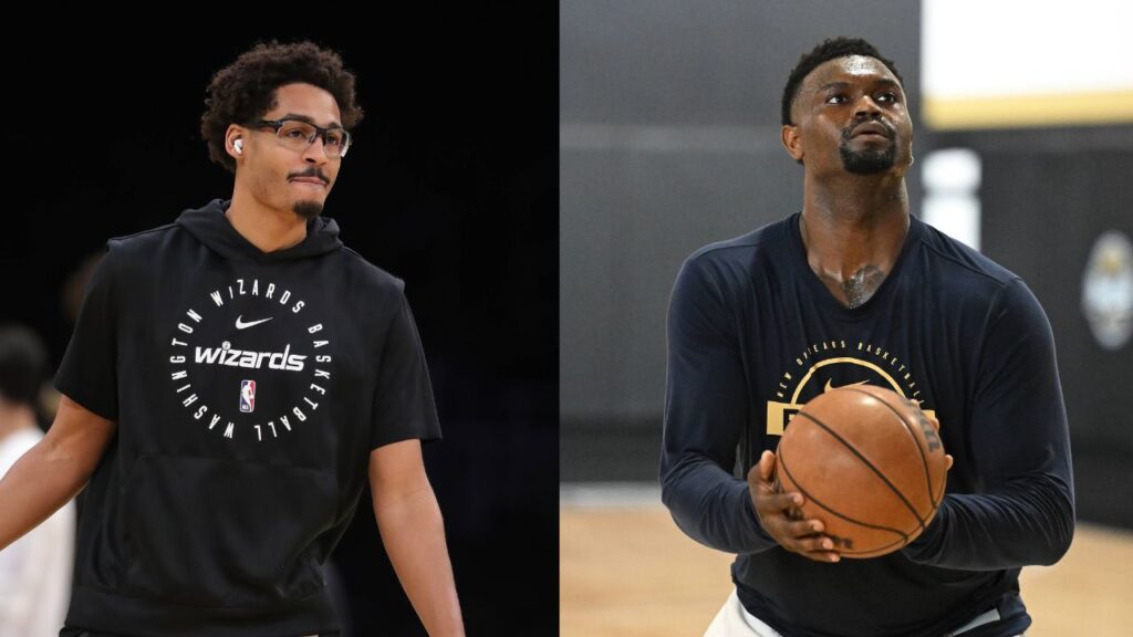 Jordan Poole (L), Zion Williamson (R)