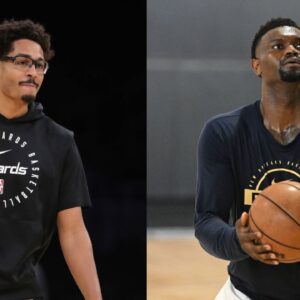 Jordan Poole (L), Zion Williamson (R)